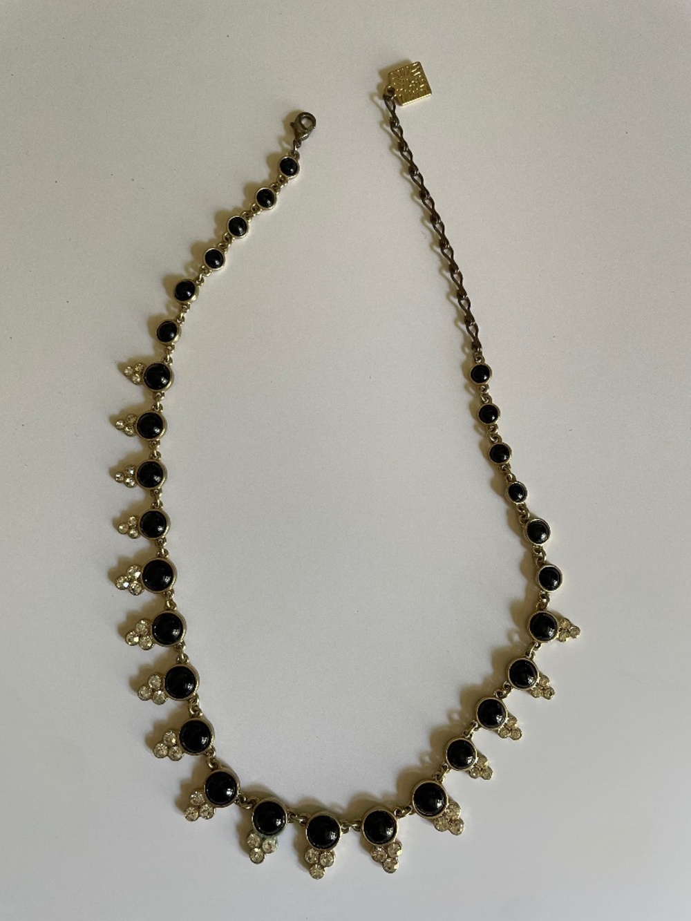 Anne Klein Black and Rhinestone Faux Gold Necklace